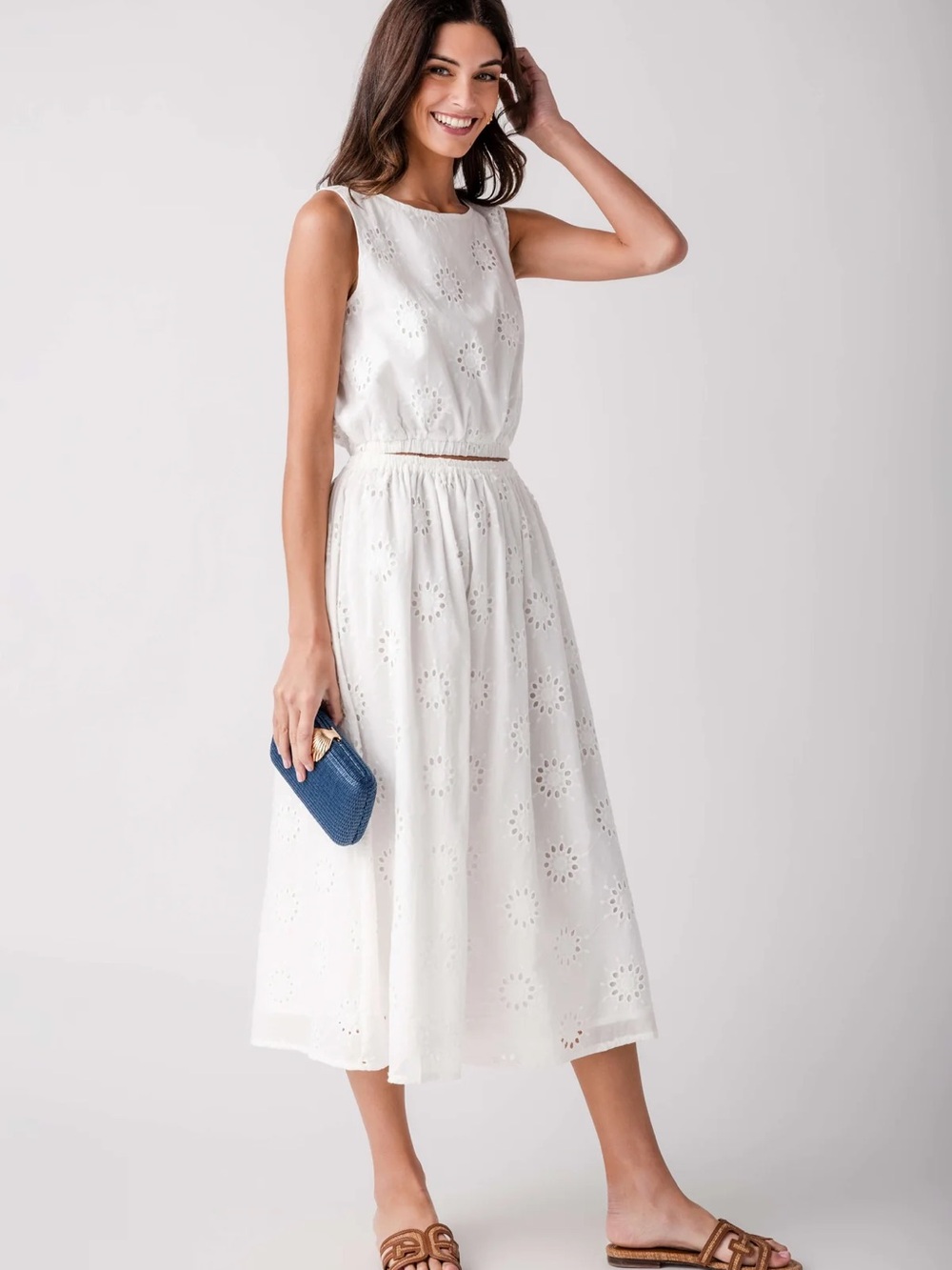 By Together White Eyelet Maxi Skirt Dress
